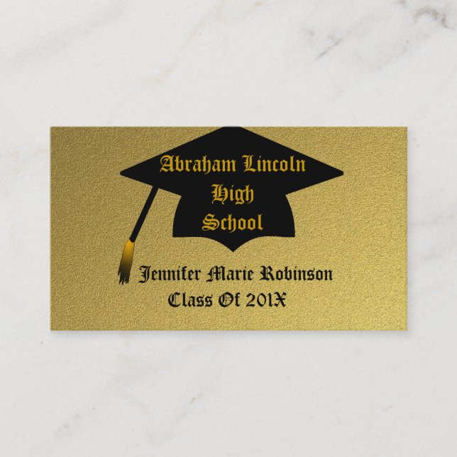 Gold Graduation Business Card (Front)