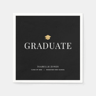Gold Graduation Cap Black Graduation Paper Napkin
