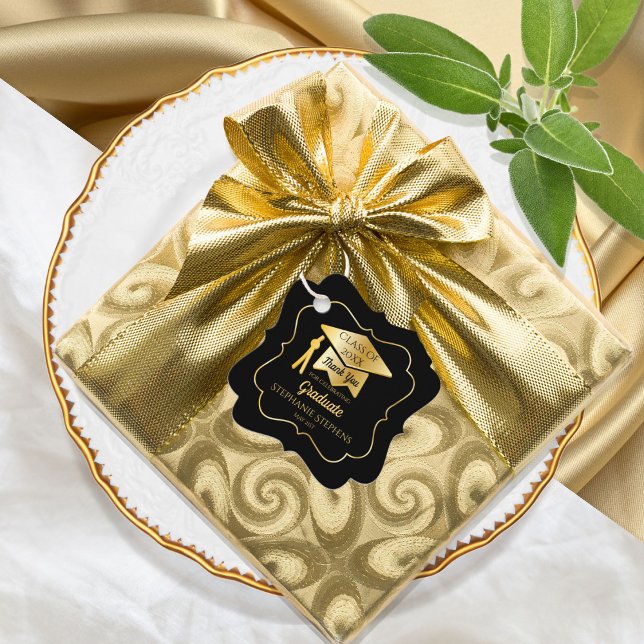 Gold Graduation Cap Class Year Thank You Favour Tags (Creator Uploaded)
