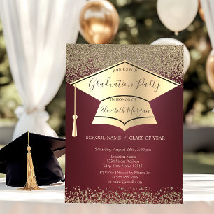 Gold Graduation Cap,Gold Diamonds Graduation Invitation