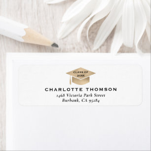 Gold Graduation Cap Tassel Custom Return Address Label