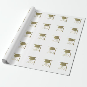Gold Graduation Cap with Year Wrapping Paper