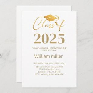 Gold  Graduation Class of 2025,Minimal grad Invitation