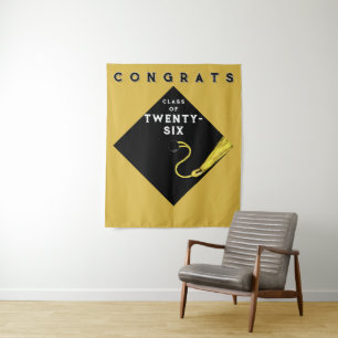 Gold Graduation Class of 2025 Party Tapestry