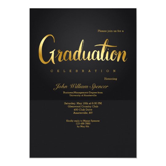 Gold Graduation Lettering Invitation | Zazzle.com.au