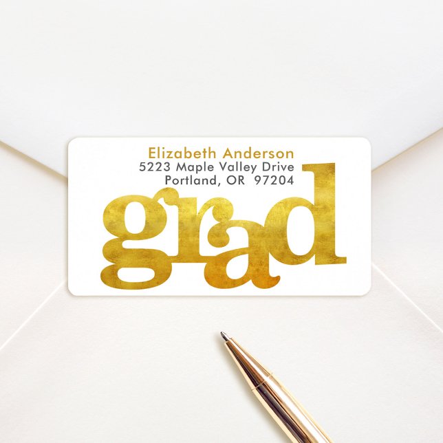 Gold graduation modern bold typography address label (Creator Uploaded)