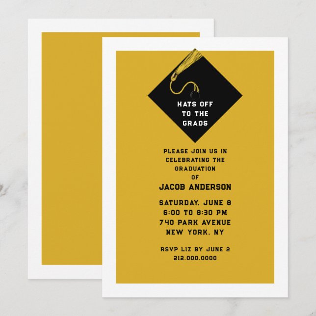 Gold Graduation Party Invitation (Front/Back)