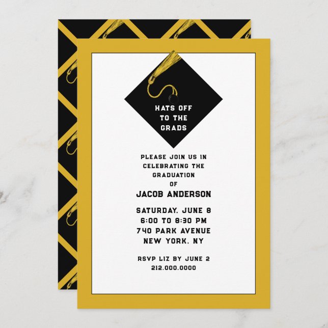 Gold Graduation Party Invitations (Front/Back)
