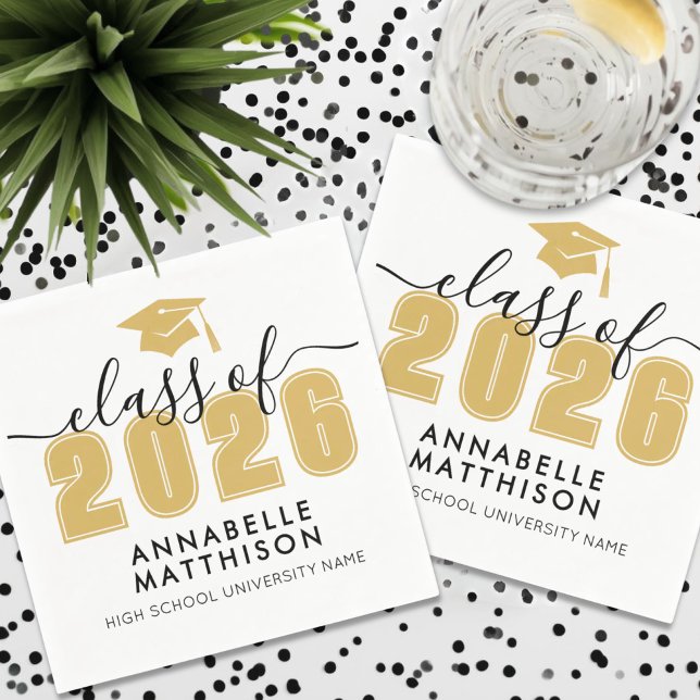 Gold Graduation Party Napkin (Graduate Simple Gold Graduation Napkins)