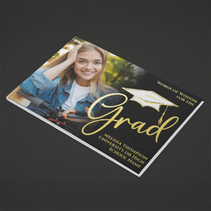 Gold Graduation Photo Collage Guest Book