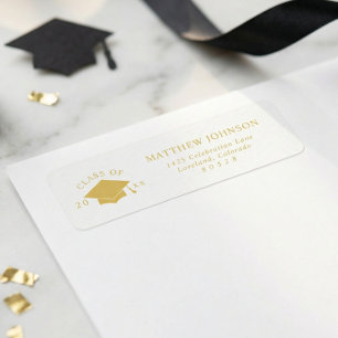 Gold Graduation Return Address Label