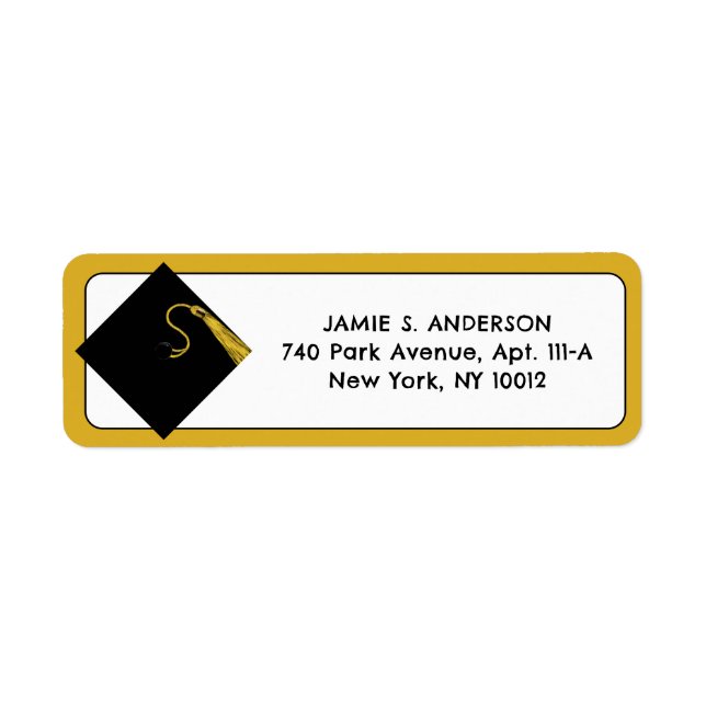 Gold Graduation Return Address Labels (Front)