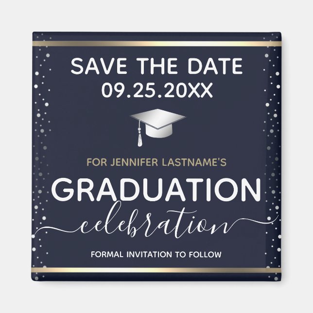 Gold Graduation Save the Date  Magnet (Front)