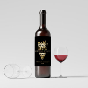 Gold Grapes Winery Wine Business Label