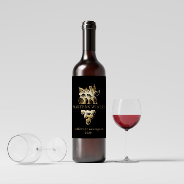 Gold Grapes Winery Wine Business Wine Label (Creator Uploaded)