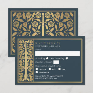 Gold Gray Medieval Sword Wedding RSVP Card