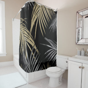 Gold Gray Palm Leaves Dream #1 Shower Curtain
