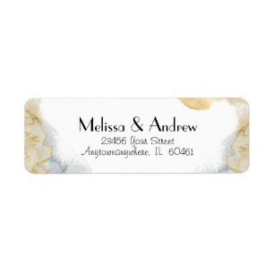 Gold Gray Watercolor Wedding Return Adress Address Label