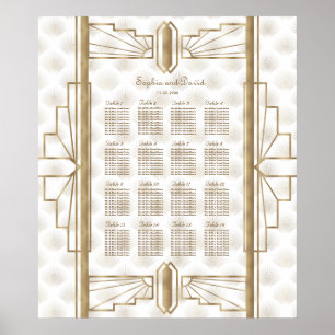 Gold Great Gatsby Art Deco Wedding Seating Chart