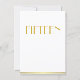 Gold Great Gatsby Wedding Table Cards Fifteen