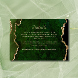 Gold Green Agate Wedding Details Enclosure Card