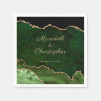 Gold Green Agate Wedding Napkins