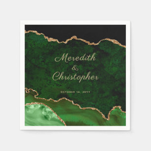 Gold Green Agate Wedding Napkins