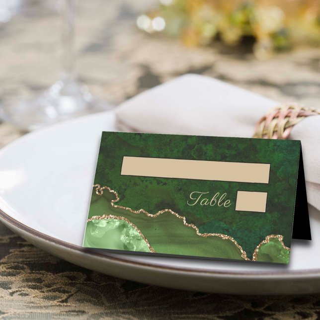 Gold Green Agate Wedding Place Card (Creator Uploaded)