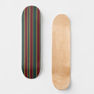 Gold Green And Red Christmas Candy Stripes Skateboard