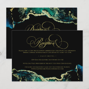 Gold Green Black Reception Directions Wedding Enclosure Card