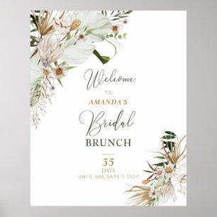 Gold & Green Boho Bridal Shower Brunch Welcome Poster