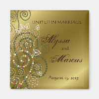 Gold & Green Boho Dot Spirals United In Marriage