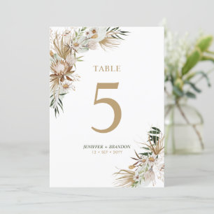 Gold & Green Boho Wedding Party Table Number Card