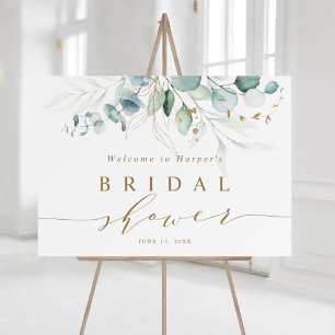 Gold & Green Botanical Bridal Shower Welcome Sign