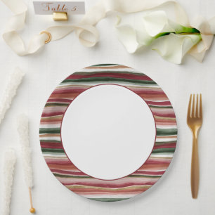 Gold Green Burgundy Blush Red Bridal Shower Paper Plate