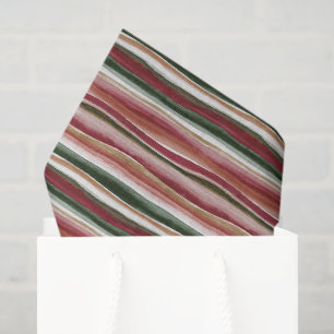 Gold Green Burgundy Blush Red Stripes Birthday Tissue Paper