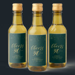 Gold & Green Cheers 90 years, 90th Birthday Party Wine Label<br><div class="desc">These miniature liquor bottle labels are perfect for a modern emerald green & gold 90th birthday party. The design features golden typography " Cheers to 90 years " and sparkle graphics. You can personalise the text and background colour. Matching invitations and party supplies are available at my shop BaraBomDesign. Thank...</div>