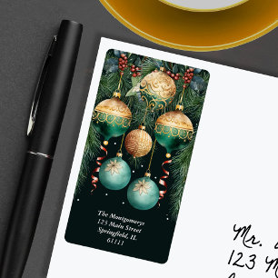 Gold Green Christmas Ornaments Address