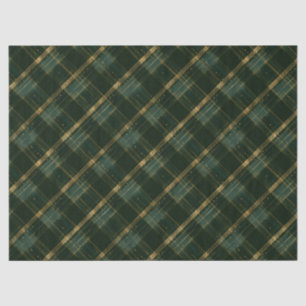 Gold Green Christmas Plaid Tissue Paper