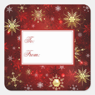 Gold Green Christmas Snowflakes Xmas Holiday Square Sticker