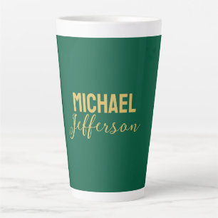 Gold green color elegant modern minimalist name latte mug