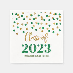 Gold Green Confetti Class of 2023  Napkins