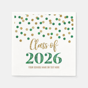 Gold Green Confetti Class of 2026 Napkins