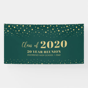 Gold & Green Confetti Class Reunion Party Welcome Banner