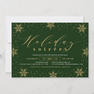 Gold & Green Corporate Holiday Soiree Party Invitation