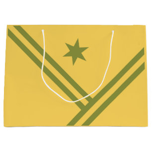 Gold Green Diagonal Stripes Star Modern Graphic Large Gift Bag