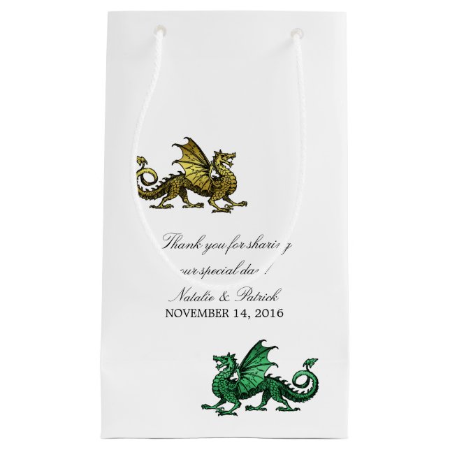 Gold Green Dragon Wedding Gift Bag (Front)