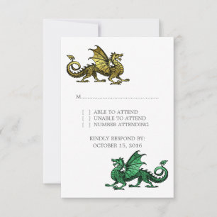 Gold Green Dragon Wedding Response Card