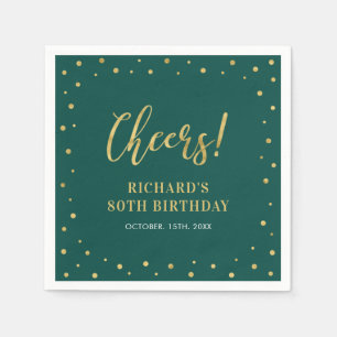 Gold & Green   Elegant Adult Birthday Party Napkin
