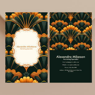 Gold Green Elegant Art Deco Professional Business Card